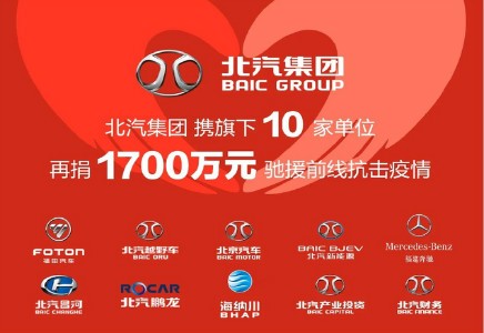 北汽集团携北汽财务等旗下10家单位，再捐1700万驰援防疫前线
